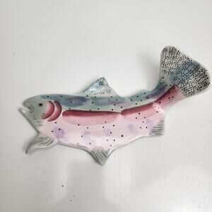 Sarah Peterson Collection 2004 Rainbow Trout Fish Butter Dish Signed by Artist